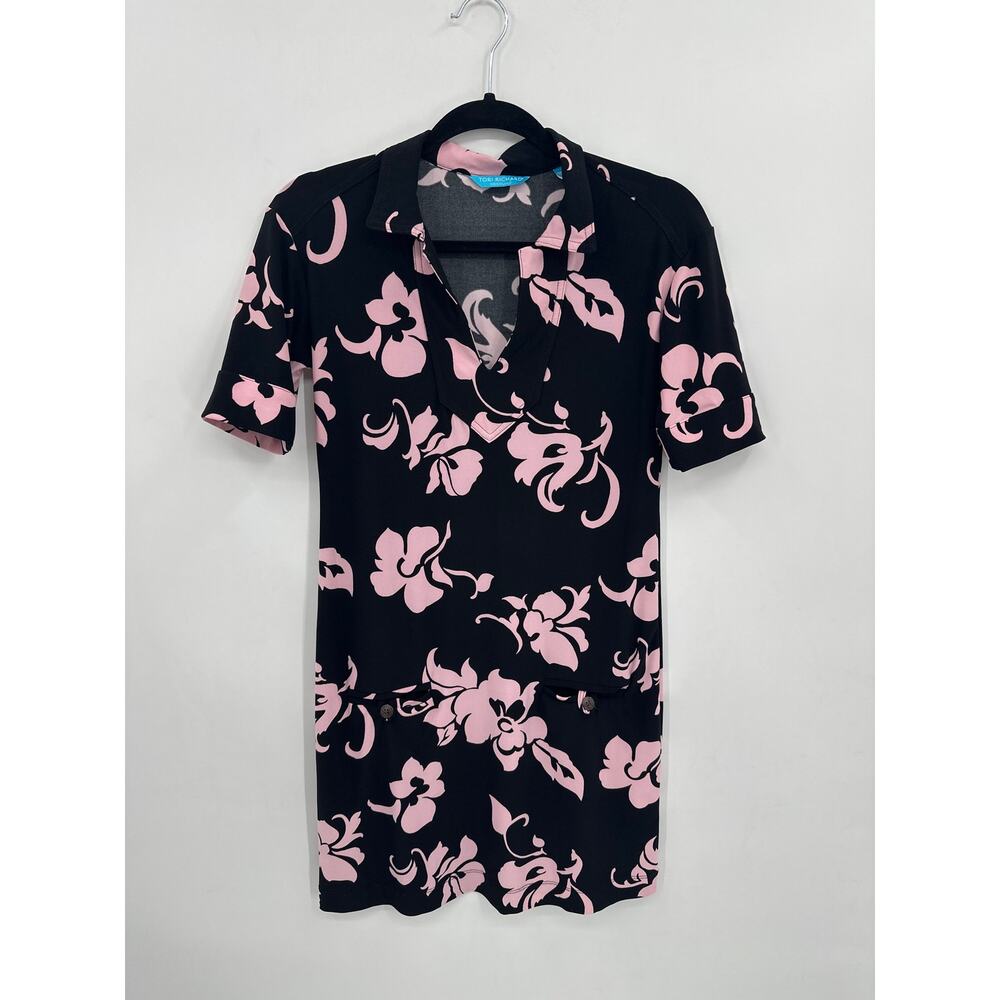 Tori Richard Honolulu Black/Pink Sporty shirt Dress Size XS